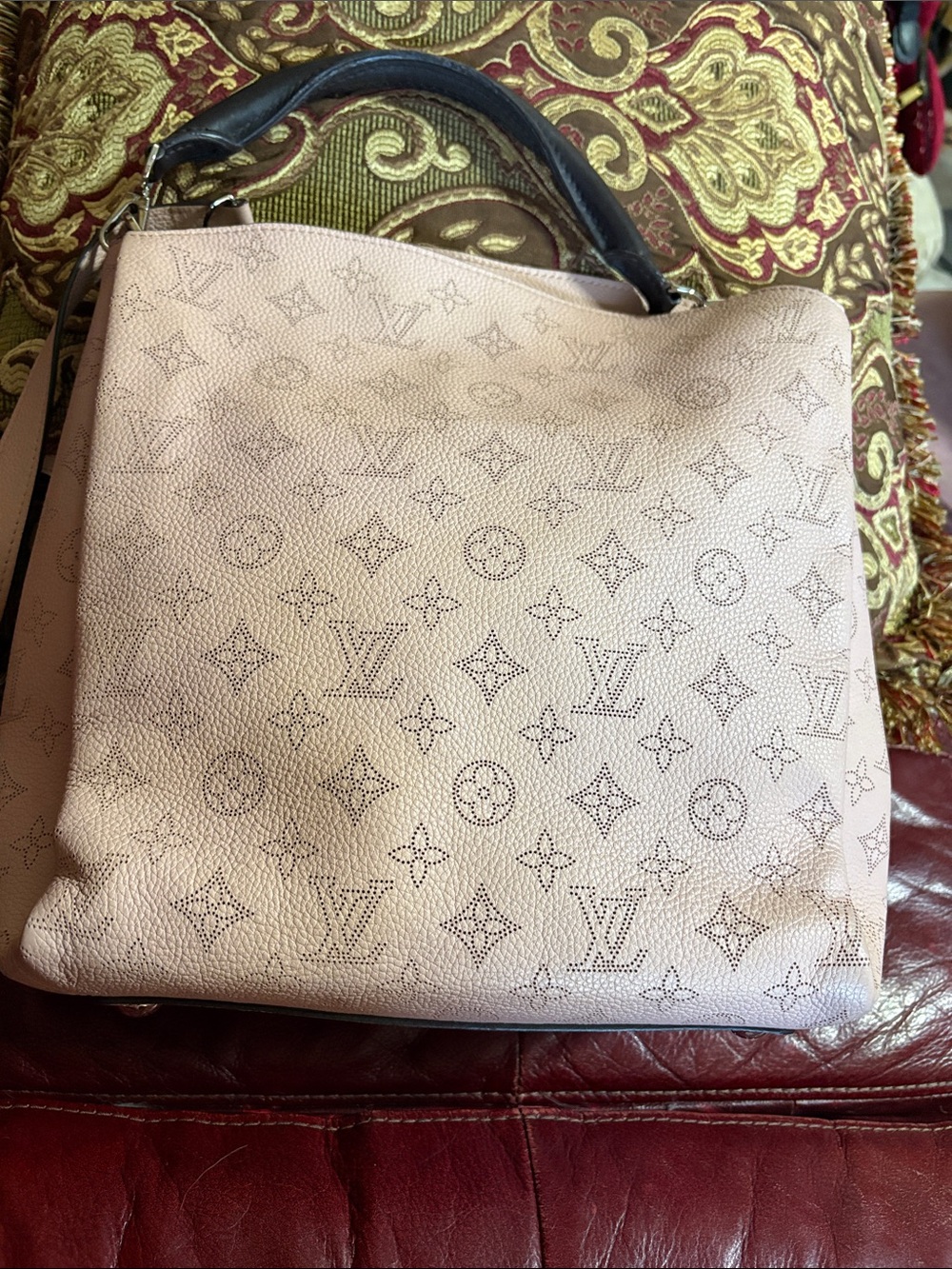 Louis Vuitton Mahina Babylone PM Galet Leather Shoulder Bag 2 way